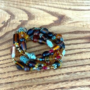 Glass bead bracelet double wrap 14 inches long